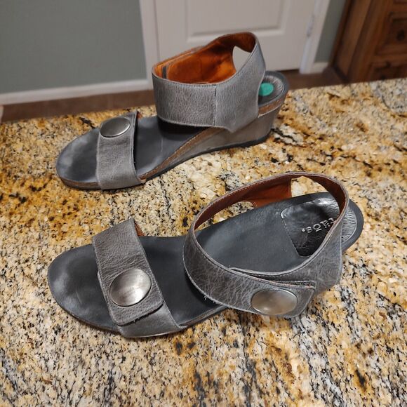 Taos Carousel 2 Platform Wedge Sandals Gray Ankle Strap Cork Mid Heel Sz US 11 - Picture 5 of 14